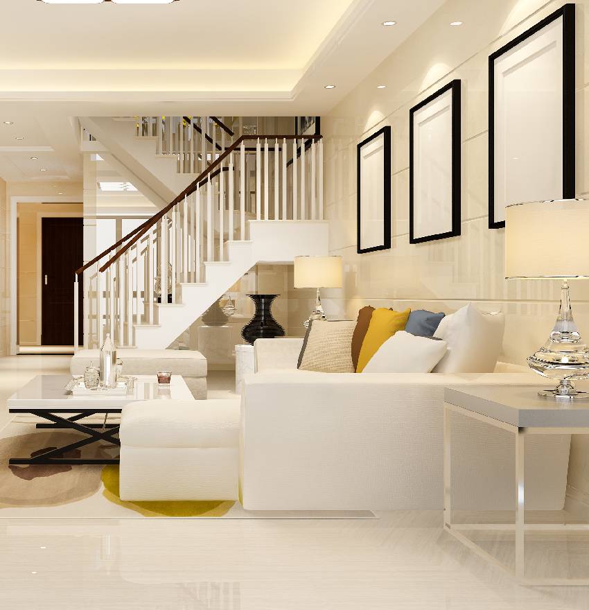 Bright, welcoming living room styled with soft neutrals and warm terracotta accents